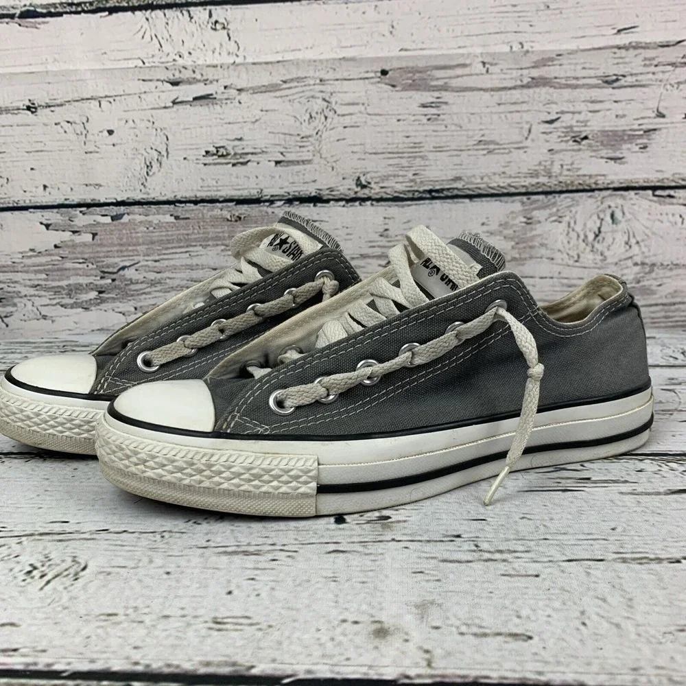 Converse [Size‎ Women's 7 Men's 5] Low Top Gray Canvas Sneakers Lace Up - Picture 2 of 10